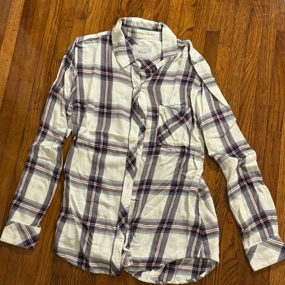 Rails White and Navy Plaid Shirt